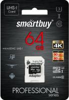 64 Gb SmartBuy class 10 PRO90/80Mb/s SB64GBSDCL10U3-01 Карта памяти MicroSDXC