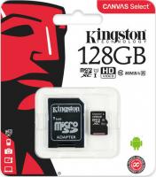 128 Gb Kingston class 10 80Mb/s CanvasSelect /UHS-I U1/SDCS/128GB/R-80Mb/sW-10Mb/s Карта памяти MicroSDXC