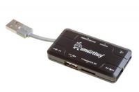 Smartbuy SBRH-750-K черный Хаб+Картридер USB2.0