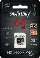 64 Gb SmartBuy class 10 PRO90/80Mb/s SB64GBSDCL10U3-01 Карта памяти MicroSDXC