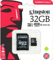 32 Gb Kingston class 10 80Mb/s Canvas Select /UHS-I U1/SDCS/32GB/R-80Mb/sW-10Mb/s Карта памяти MicroSDHC