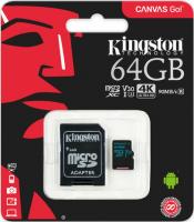 64 Gb Kingston class 10 90Mb/s Canvas Go/UHS-I U3/ SDCG2/64GB /R-90Mb/sW-45Mb/s Карта памяти MicroSDXC