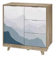 Комод Мегаполис КМ-12 дуб каньон / фотопечать аква