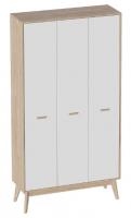 Шкаф 3-х створчатый Калгари дуб натуральный светлый / белый матовый